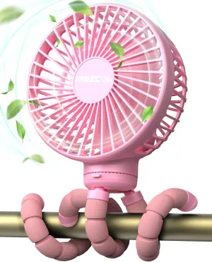 FRIZCOL Stroller Fan for Baby - Portable Fans Rechargeable - Battery Operated Fan(Use for 24Hrs) - Fans for Handheld/Clip On/Car Seat/Desk/Camping (Pink) Battery-powered portable fan