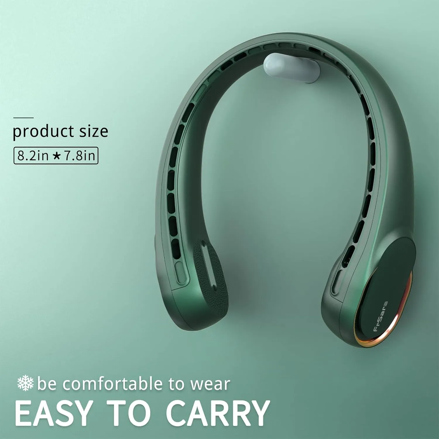 FrSara Bladeless Neck Fan, Strong Wind, Adjustable, 360 Cooling, Super Quiet, No Blade Fan Design, No Hair Twisting, Even Air Volume On Both Sides, Non-Slip Material, Short Charging, Long Use Time