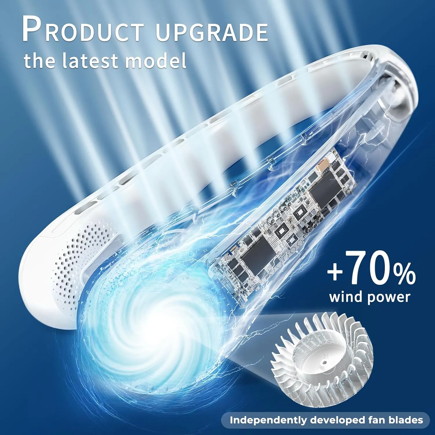 FrSara Bladeless Neck Fans Portable Rechargable, Adjustable, 360 Cooling, Super Quiet, No Blade Fan Design, No Hair Twisting, Even Air Volume On Both Sides, Non-Slip, Short Charging, Long Use Time