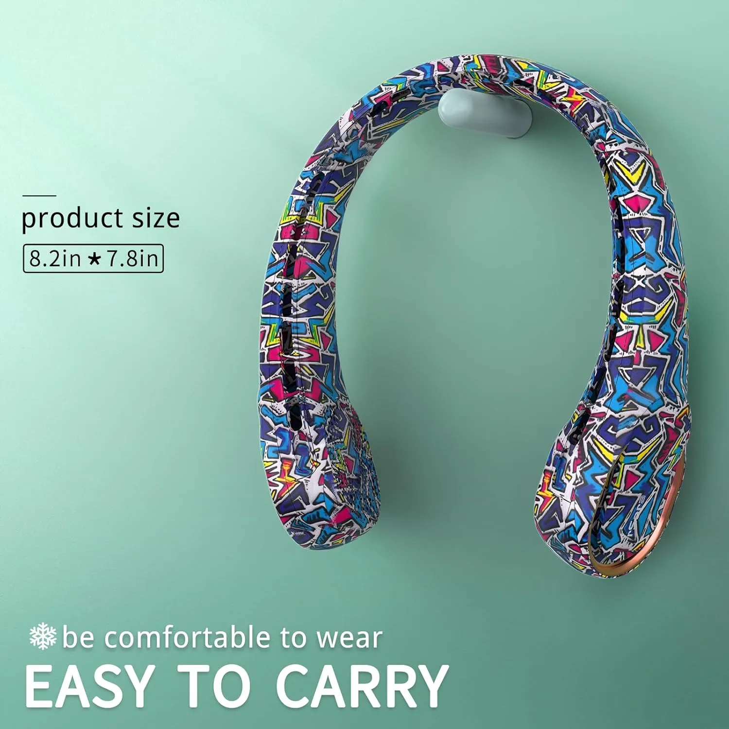 FrSara Bladeless Neck Fans Portable Rechargable, Adjustable, 360 Cooling, Super Quiet, No Blade Fan Design, No Hair Twisting, Even Air Volume On Both Sides, Non-Slip, Short Charging, Long Use Time