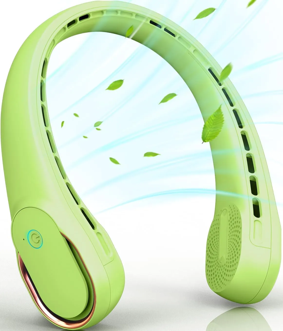 FrSara Bladeless Portable Neck Fan, 5200mAh, 3-Speed, 360 Surround Wind, Ultra-Quiet, USB Rechargeable, Wearable Portable Fan, Avocado Green Neck fan for hands-free comfort