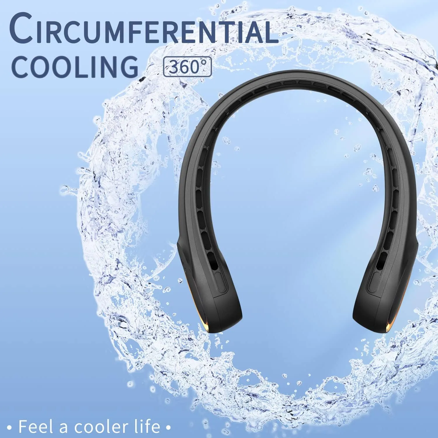 FrSara Neck Fan, Portable Personal Fan Strong Wind, 5200mAh, Air Volume,360 Cooling, No Hair Twisting, Air Volume On 2 Sides, Non-Slip, Quick Charge, Long Use Time, Gift for Dad, Father, Women