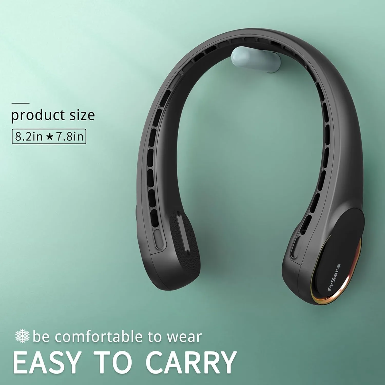 FrSara Neck Fan, Portable Personal Fan Strong Wind, 5200mAh, Air Volume,360 Cooling, No Hair Twisting, Air Volume On 2 Sides, Non-Slip, Quick Charge, Long Use Time, Gift for Dad, Father, Women