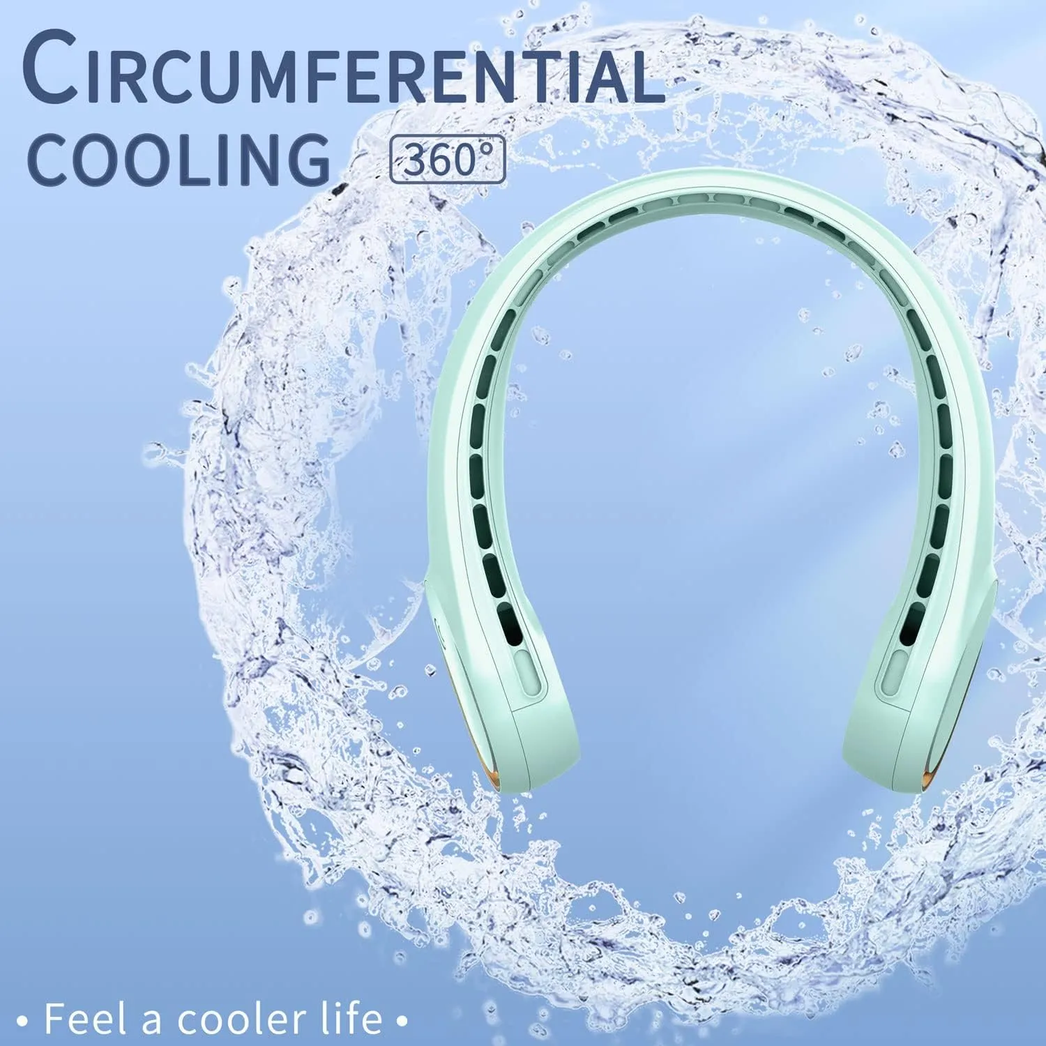 FrSara Neck Fan,Personal Fans for Your Neck, Adjustable, 360 Cooling, Super Quiet, No Blade Fan Design, No Hair Twisting, Even Air Volume On Both Sides, Non-Slip, Short Charging, Long Use Time