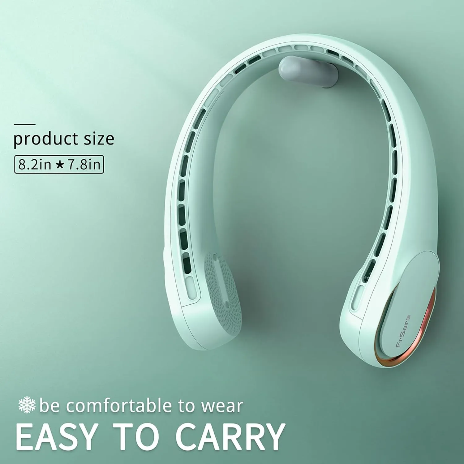 FrSara Neck Fan,Personal Fans for Your Neck, Adjustable, 360 Cooling, Super Quiet, No Blade Fan Design, No Hair Twisting, Even Air Volume On Both Sides, Non-Slip, Short Charging, Long Use Time