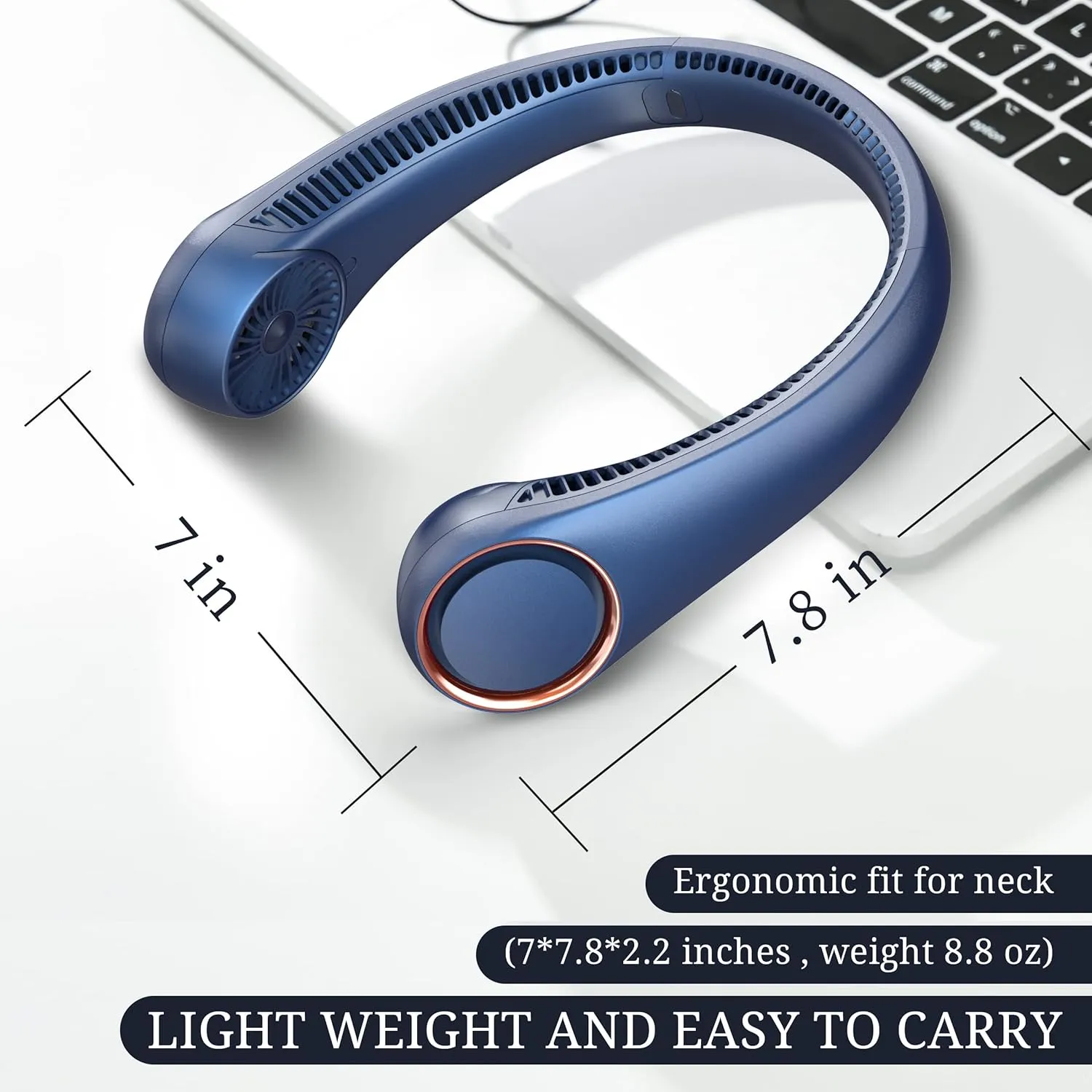 FrSara Portable Bladeless Neck Fan, 4000mAh, USB Charging, 360 Surrounding Air Outlet, Three-speed Adjustable, Quiet, 3 Seconds Rapid Cooling, Good Helper in Summer