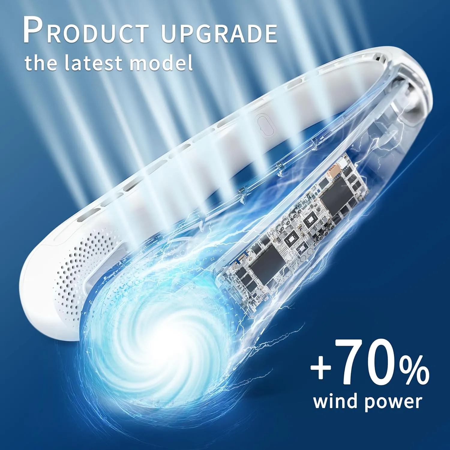 FrSara Portable Bladeless Neck Fan, 4000mAh, USB Charging, 360 Surrounding Air Outlet, Three-speed Adjustable, Quiet, 3 Seconds Rapid Cooling, Good Helper in Summer