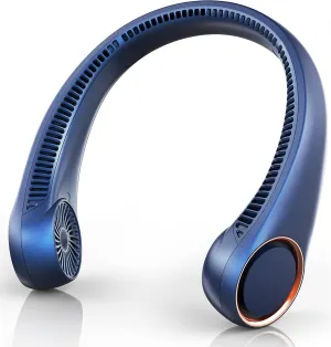 FrSara Portable Bladeless Neck Fan, 4000mAh, USB Charging, 360 Surrounding Air Outlet, Three-speed Adjustable, Quiet, 3 Seconds Rapid Cooling, Good Helper in Summer Small bladeless fan for quiet cooling