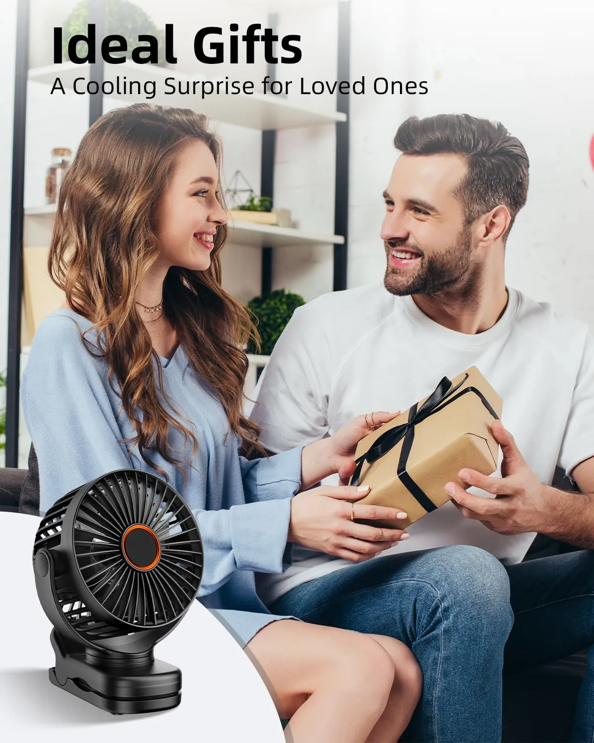 FrSara USB Battery Powered Clip on Fan, Portable Small Fan with USB TYPE-C Charging, 3 Speeds Strong Airflow, with Sturdy Clamp, Quiet Desk Fan, Ideal for Bedroom Office Desktop Treadmill, Black