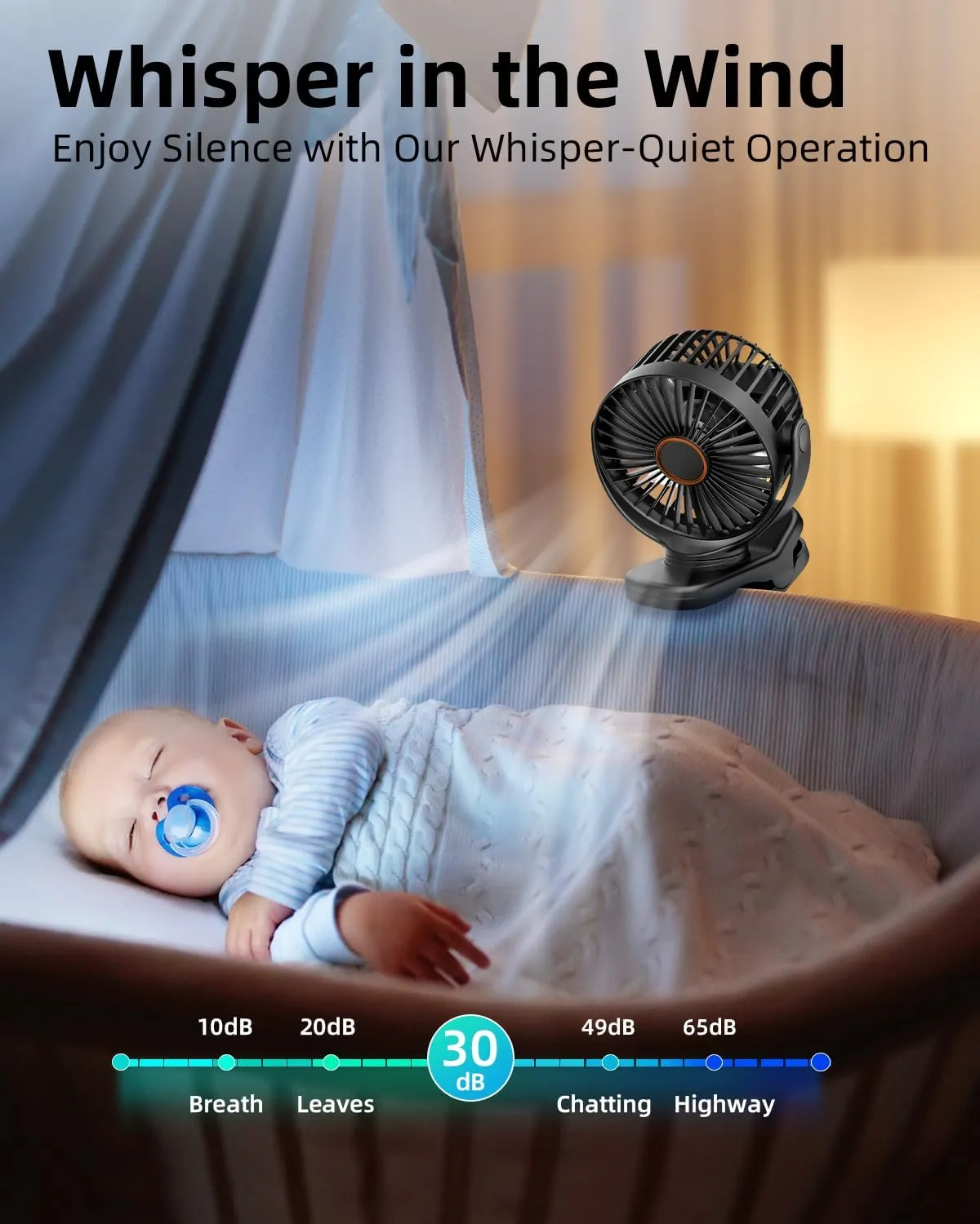 FrSara USB Battery Powered Clip on Fan, Portable Small Fan with USB TYPE-C Charging, 3 Speeds Strong Airflow, with Sturdy Clamp, Quiet Desk Fan, Ideal for Bedroom Office Desktop Treadmill, Black