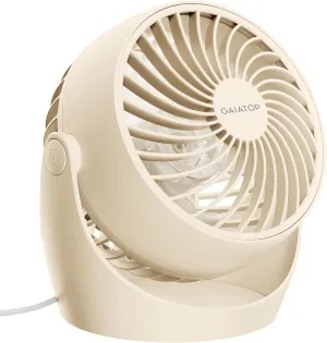 Gaiatop Desk Fan, 5-Inch Portable Electric Table Desktop Air Circulator Fans, Small but Powerful with 3 Speed 360 Adjustable Tilt for Cooling Home Dorm Office Bedroom Bathroom Kitchen, Beige USB desktop fan for workspace