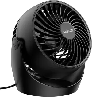 Gaiatop Desk Fan, 5-Inch Portable Electric Table Desktop Air Circulator Fans, Small but Powerful with 3 Speed 360 Adjustable Tilt for Cooling Home Dorm Office Bedroom Bathroom Kitchen, Black USB desktop fan for workspace