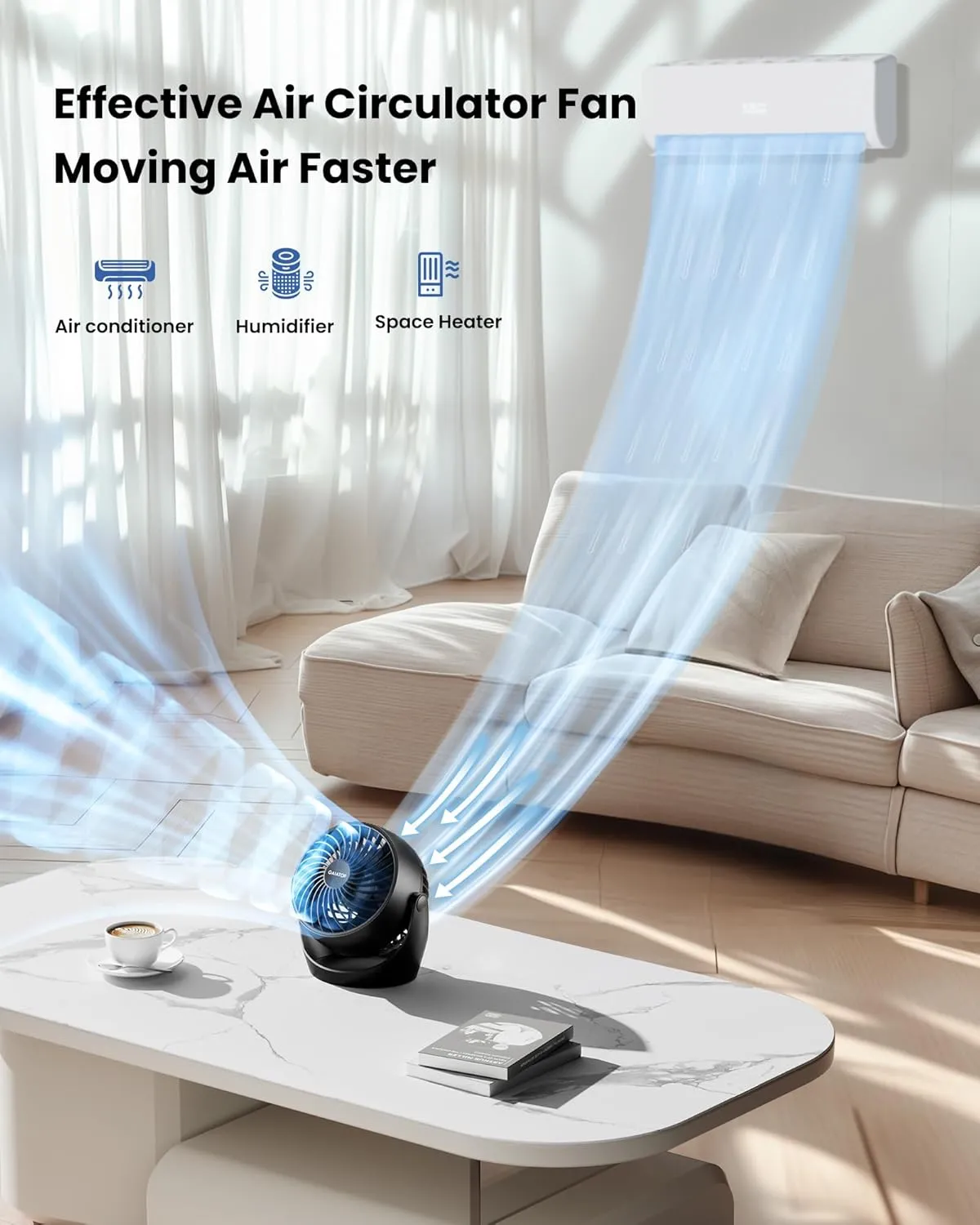 Gaiatop Desk Fan, 5-Inch Portable Electric Table Desktop Air Circulator Fans, Small but Powerful with 3 Speed 360 Adjustable Tilt for Cooling Home Dorm Office Bedroom Bathroom Kitchen, Black