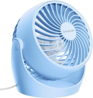 Gaiatop Desk Fan, 5-Inch Portable Electric Table Desktop Air Circulator Fans, Small but Powerful with 3 Speed 360 Adjustable Tilt for Cooling Home Dorm Office Bedroom Bathroom Kitchen, Blue USB desktop fan for workspace