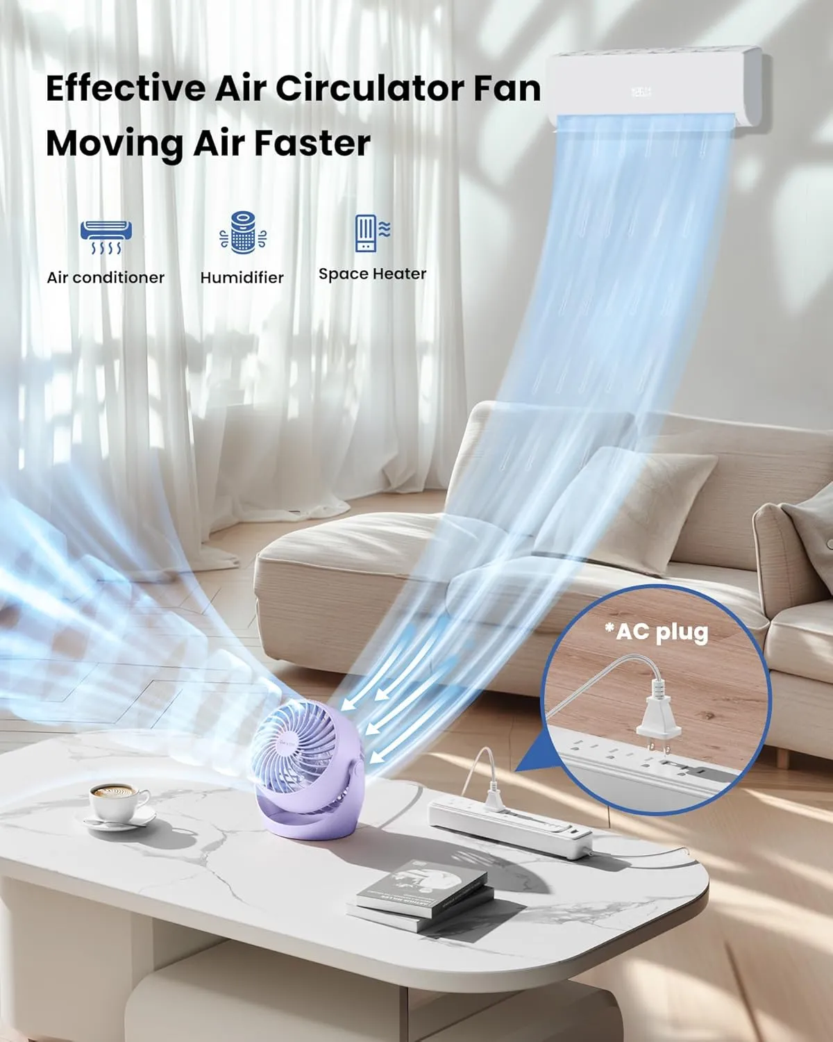 Gaiatop Desk Fan, 5-Inch Portable Electric Table Desktop Air Circulator Fans, Small but Powerful with 3 Speed 360 Adjustable Tilt for Cooling Home Dorm Office Bedroom Bathroom Kitchen, Purple