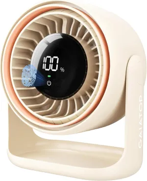 Gaiatop Desk Fan, 7.7 Inch Ultra Quiet Rechargeable 4000mAh Battery Operated Fan, Touch Control LED Display, 5 Speeds Strong Wind, Table Desktop for Bedroom Office Dorm Home, Gift for Women Men, Beige USB desktop fan for workspace