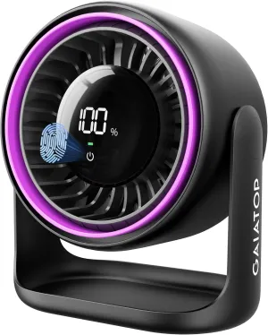 Gaiatop Desk Fan for Bedroom, Ultra Quiet Table Battery Powered Fan 7.7 Inch, Touch Control 4000mAh, Strong Airflow 5 Speeds Rechargeable Desktop for Office Dorm Home, Gift for Women Men, Black Purple USB desktop fan for workspace