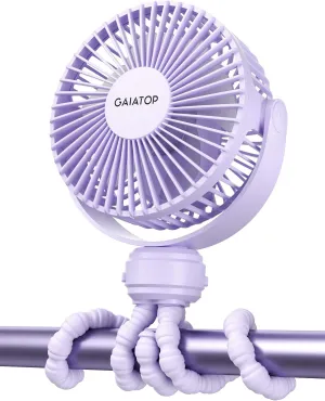 Gaiatop Mini Electric Fan with 360 Rotation, 5.5mm Gaps, Rechargeable Battery, 3 Speeds, Purple Waist-mounted portable fan for outdoor use