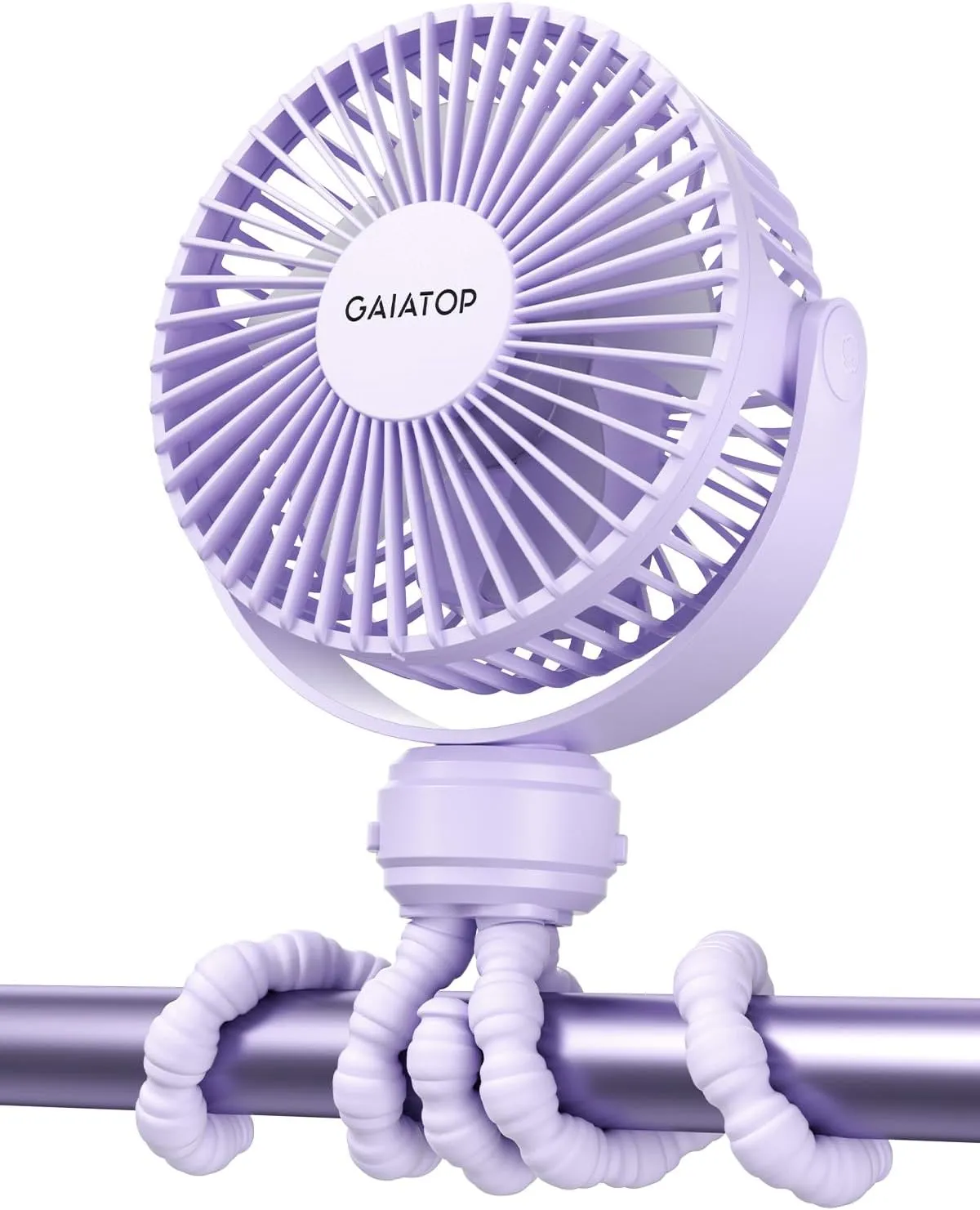 Gaiatop Mini Electric Fan with 360 Rotation, 5.5mm Gaps, Rechargeable Battery, 3 Speeds, Purple Waist-mounted portable fan for outdoor use
