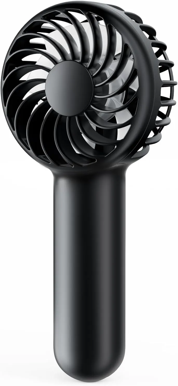 Gaiatop Mini Portable Handheld Fan, 3 Speed Powerful Battery Operated, Small USB Rechargeable Personal Fans for Makeup Eyelash, Camping Beach Airplane Travel Essentials for Women Girls Black Mini handheld fan for personal cooling