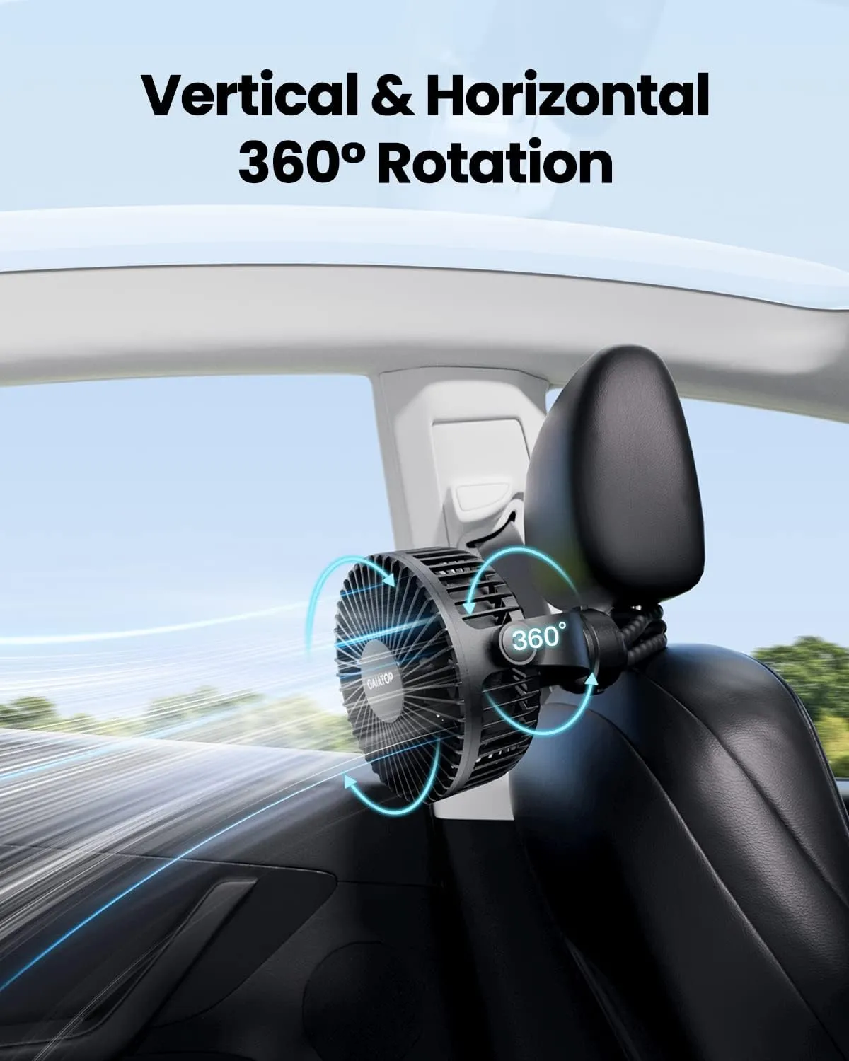 Gaiatop Mini Portable Stroller Fan, Battery Operated Small Clip on, Detachable 3 Speed Rechargeable, 360 Rotate Flexible Tripod Better Cooling for Car Seat Crib Treadmill Travel Black