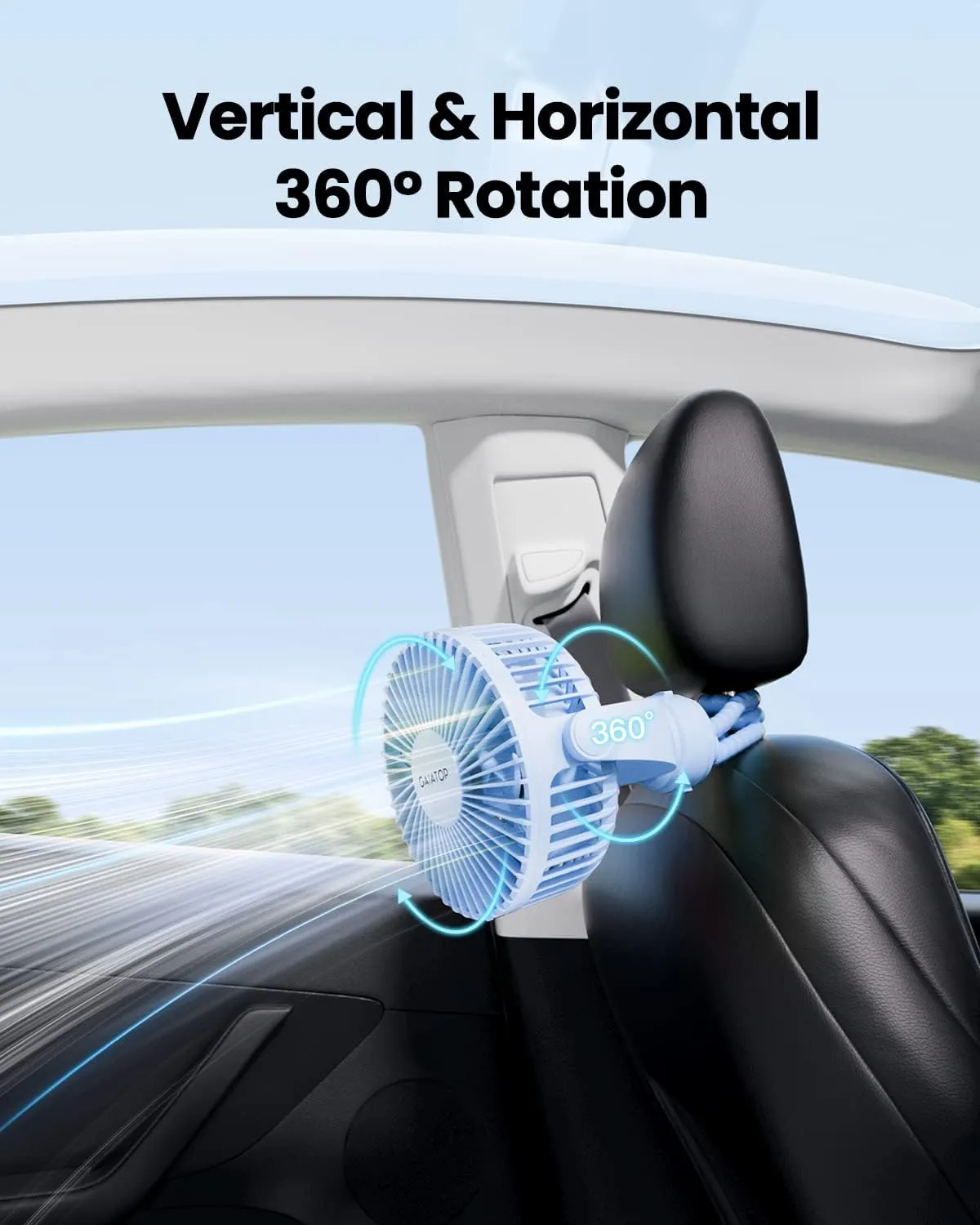 Gaiatop Mini Portable Stroller Fan, Battery Operated Small Clip on, Detachable 3 Speed Rechargeable, 360 Rotate Flexible Tripod Better Cooling for Car Seat Crib Treadmill Travel Blue