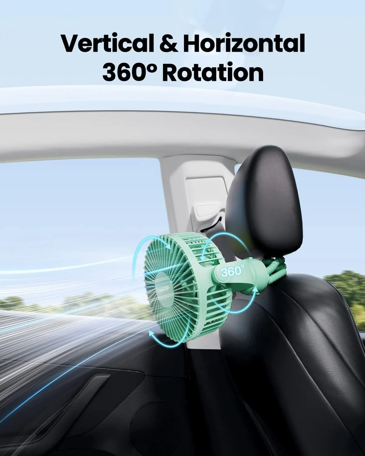 Gaiatop Mini Portable Stroller Fan, Battery Operated Small Clip on, Detachable 3 Speed Rechargeable, 360 Rotate Flexible Tripod Better Cooling for Car Seat Crib Treadmill Travel Green