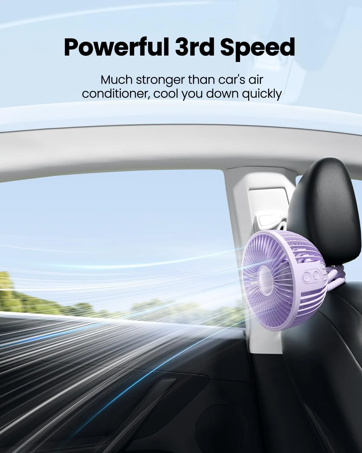 Gaiatop Oscillating Baby Stroller Fan, LED Night Light 4 Speeds Rechargeable 360 Rotate Clip On, Battery Operated Small Portable Cooling Fans for Car Seat Crib Treadmill Travel (Purple)