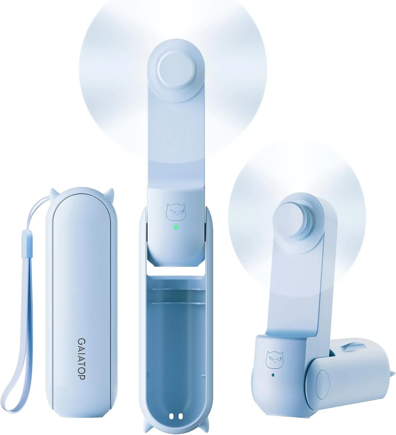 GAIATOP Portable Handheld Fan, 3 IN 1 Mini Foldable Travel Fans [17H Max Cooling Time] with Power Bank, Pocket Design USB Rechargeable for Travel Concert Lash Makeup, Summer Gifts for Women Girl, Blue Mini handheld fan for personal cooling