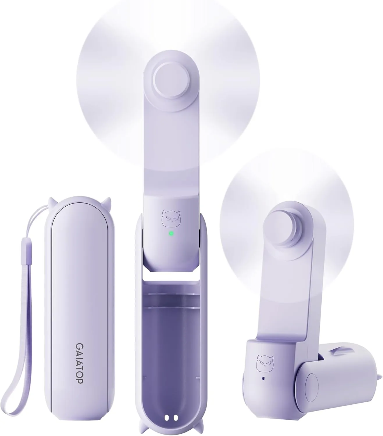 GAIATOP Portable Handheld Fan, 3 IN 1 Mini Foldable Travel Fans [17H Max Cooling Time] with Power Bank, Pocket Design USB Rechargeable for Travel Concert Lash Makeup Summer Gifts for Women Girl Purple Mini handheld fan for personal cooling