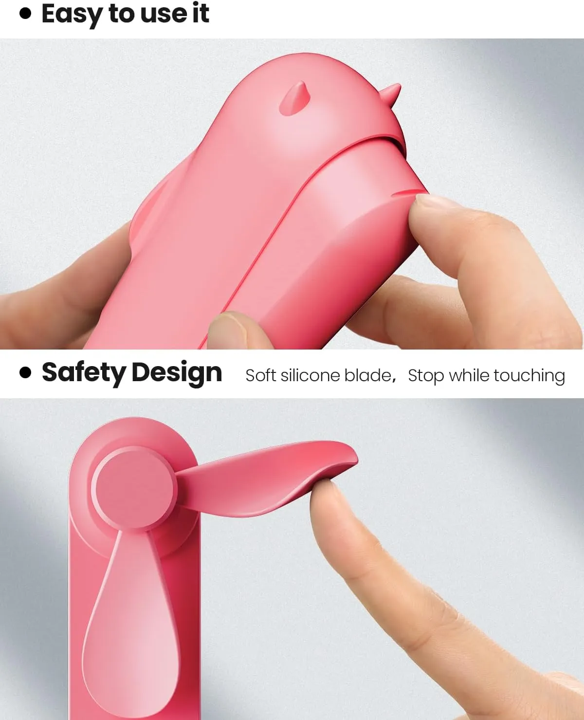 GAIATOP Portable Handheld Fan, 3 IN 1 Mini Foldable Travel Fans [17H Max Cooling Time] with Power Bank, Pocket Design USB Rechargeable for Travel Concert Lash Makeup, Summer Gifts for Women Girl, Rose