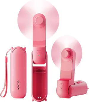 GAIATOP Portable Handheld Fan, 3 IN 1 Mini Foldable Travel Fans [17H Max Cooling Time] with Power Bank, Pocket Design USB Rechargeable for Travel Concert Lash Makeup, Summer Gifts for Women Girl, Rose Mini handheld fan for personal cooling