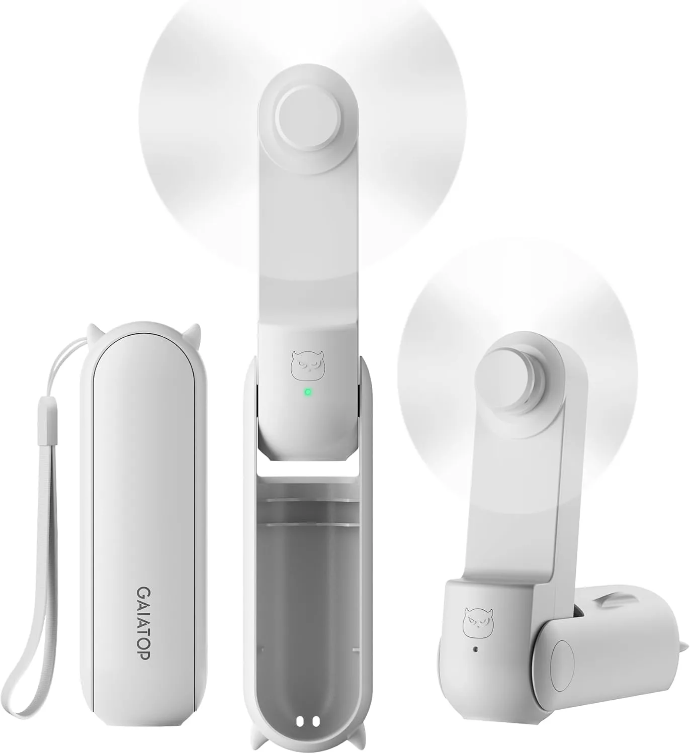 GAIATOP Portable Handheld Fan, 3 IN 1 Mini Foldable Travel Fans [17H Max Cooling Time] with Power Bank, Pocket Design USB Rechargeable for Travel Concert Lash Makeup, Summer Gifts for Women Girl White Fan with safety blade design