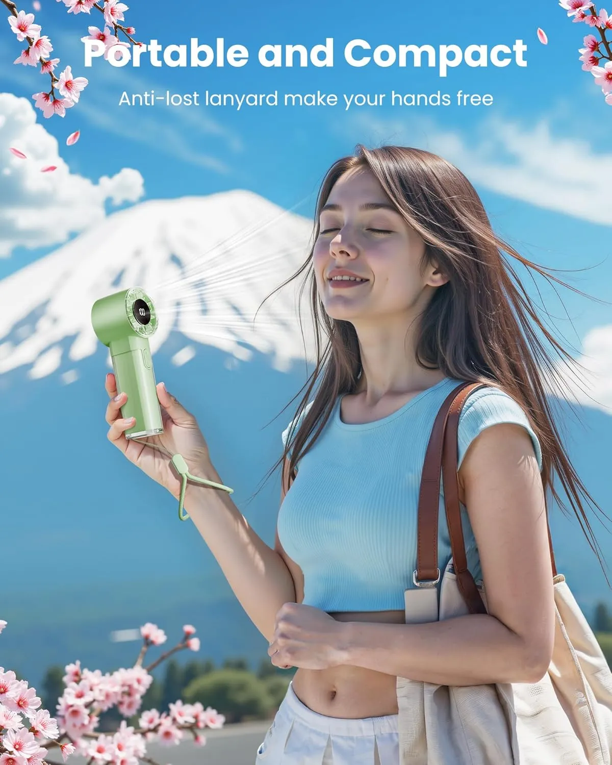 Gaiatop Portable Handheld Turbo Fan, 1-100 Adjustable High Speeds, 3-20Hrs Cooling Times, 4800mAh USB Rechargeable Portable Small Hand Fans with Lanyard for Outdoor, Travel, Ball Game, Make Up, Green