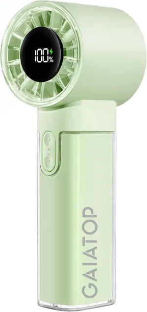 Gaiatop Portable Handheld Turbo Fan, 1-100 Adjustable High Speeds, 3-20Hrs Cooling Times, 4800mAh USB Rechargeable Portable Small Hand Fans with Lanyard for Outdoor, Travel, Ball Game, Make Up, Green Mini handheld fan for personal cooling