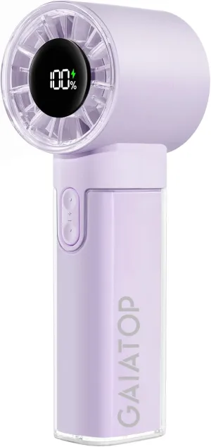 Gaiatop Portable Handheld Turbo Fan, 1-100 Adjustable High Speeds, 3-20Hrs Cooling Times, 4800mAh USB Rechargeable Portable Small Hand Fans with Lanyard for Outdoor, Travel, Ball Game, Make Up, Purple Mini handheld fan for personal cooling