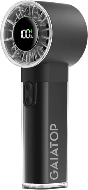 Gaiatop Portable Handheld Turbo Fan, 1-100 Adjustable High Speeds, 3-20Hrs Cooling Times, 4800mAh USB Rechargeable Portable Small Hand Fans with Lanyard for Outdoor, Travel, Home, Make Up, Black Mini handheld fan for personal cooling