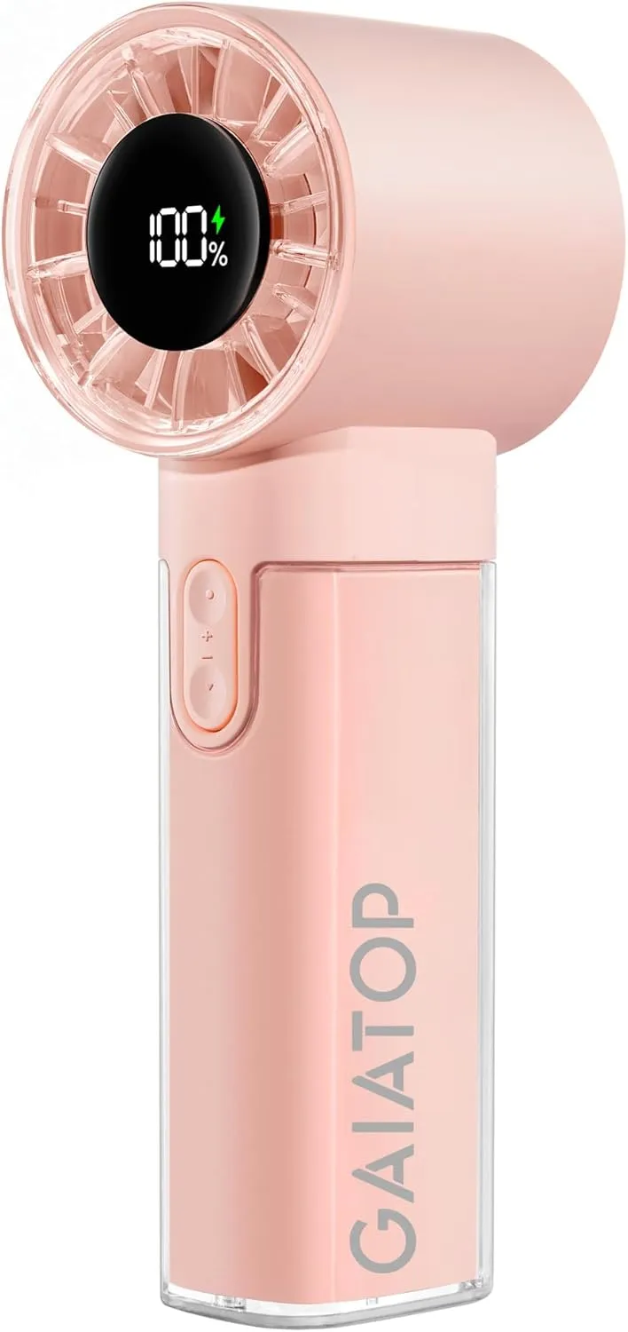 Gaiatop Portable Handheld Turbo Fan, 1-100 Adjustable High Speeds, 3-20Hrs Cooling Times, 4800mAh USB Rechargeable Portable Small Hand Fans with Lanyard for Outdoor, Travel, Home, Office, Pink Mini handheld fan for personal cooling