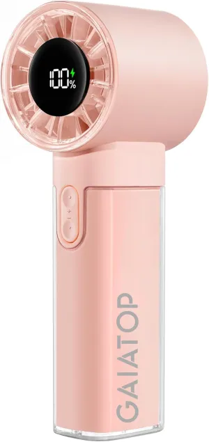 Gaiatop Portable Handheld Turbo Fan, 1-100 Adjustable High Speeds, 3-20Hrs Cooling Times, 4800mAh USB Rechargeable Portable Small Hand Fans with Lanyard for Outdoor, Travel, Home, Office, Pink Mini handheld fan for personal cooling