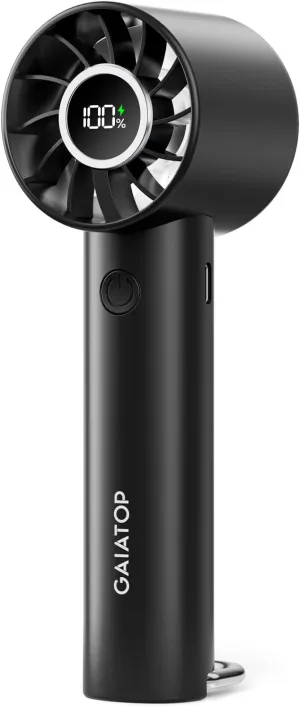 Gaiatop Portable Mini Fan, 3 Speed Handheld Fans with Power Display Flashlight, USB Rechargeable Battery, Lightweight Personal Cooling for Women Men Indoor Outdoor Travel Black Mini handheld fan for personal cooling