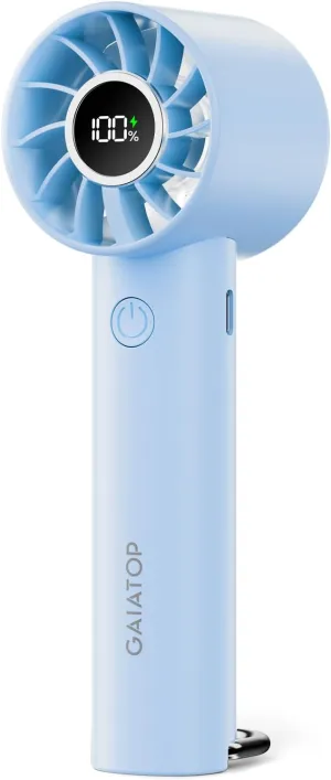 Gaiatop Portable Mini Fan, 3 Speed Handheld Fans with Power Display Flashlight, USB Rechargeable Battery, Lightweight Personal Cooling for Women Men Indoor Outdoor Travel Blue Mini handheld fan for personal cooling