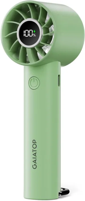 Gaiatop Portable Mini Fan, 3 Speed Handheld Fans with Power Display Flashlight, USB Rechargeable Battery, Lightweight Personal Cooling for Women Men Indoor Outdoor Travel Green Mini handheld fan for personal cooling