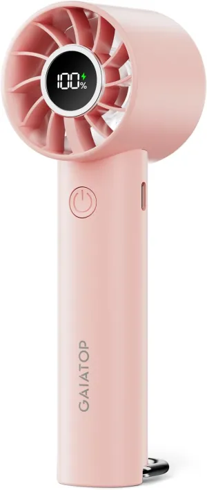 Gaiatop Portable Mini Fan, 3 Speed Handheld Fans with Power Display Flashlight, USB Rechargeable Battery, Lightweight Personal Cooling for Women Men Indoor Outdoor Travel Pink Mini handheld fan for personal cooling