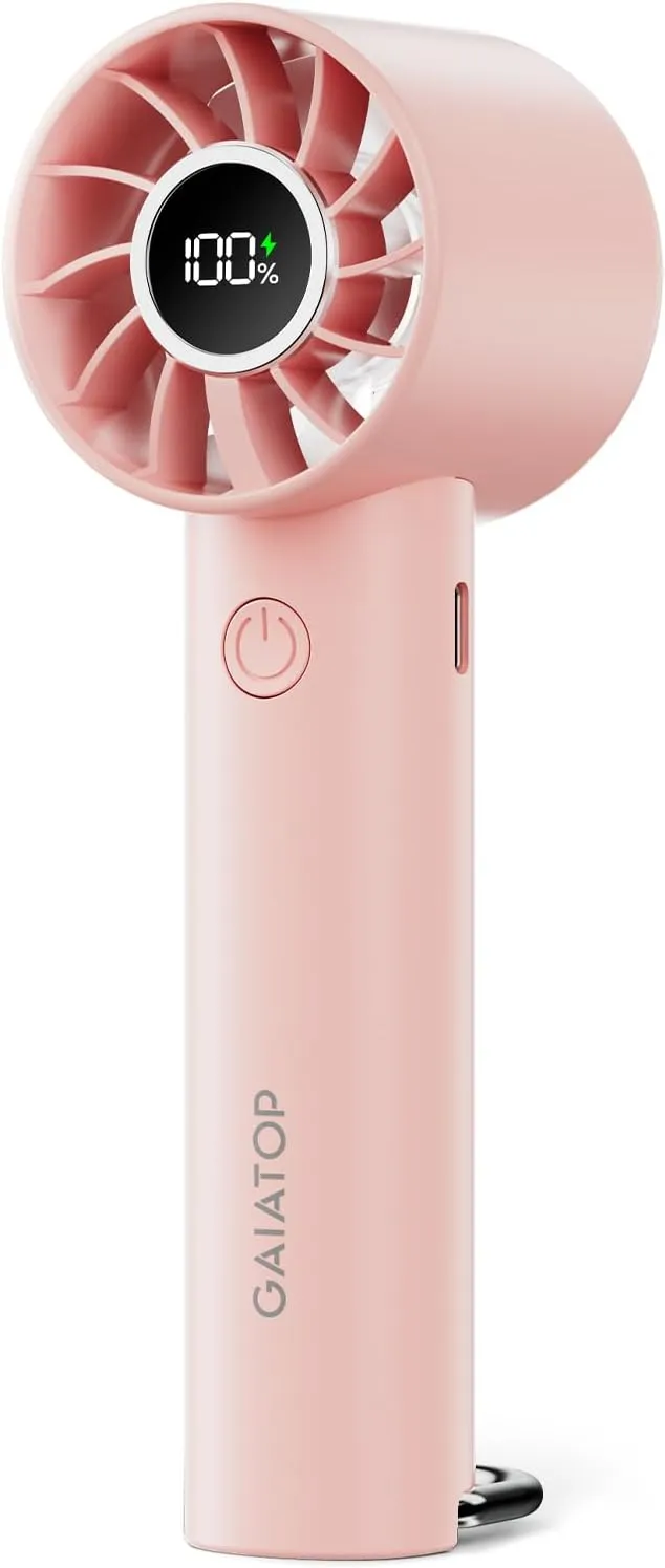 Gaiatop Portable Mini Fan, 3 Speed Handheld Fans with Power Display Flashlight, USB Rechargeable Battery, Lightweight Personal Cooling for Women Men Indoor Outdoor Travel Pink Mini handheld fan for personal cooling