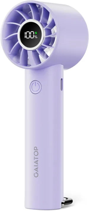 Gaiatop Portable Mini Fan, 3 Speed Handheld Fans with Power Display Flashlight, USB Rechargeable Battery, Lightweight Personal Cooling for Women Men Indoor Outdoor Travel Purple Mini handheld fan for personal cooling