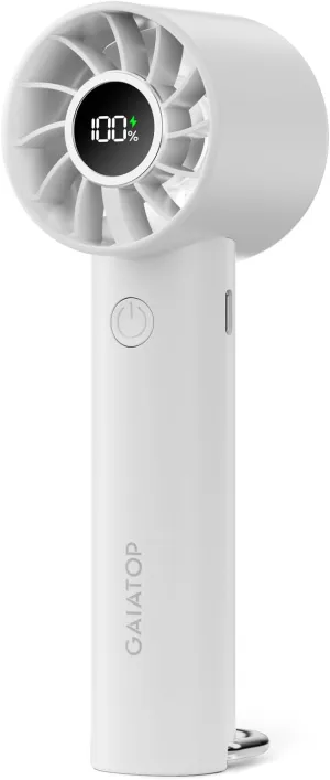 Gaiatop Portable Mini Fan, 3 Speed Handheld Fans with Power Display Flashlight, USB Rechargeable Battery, Lightweight Personal Cooling for Women Men Indoor Outdoor Travel White Mini handheld fan for personal cooling