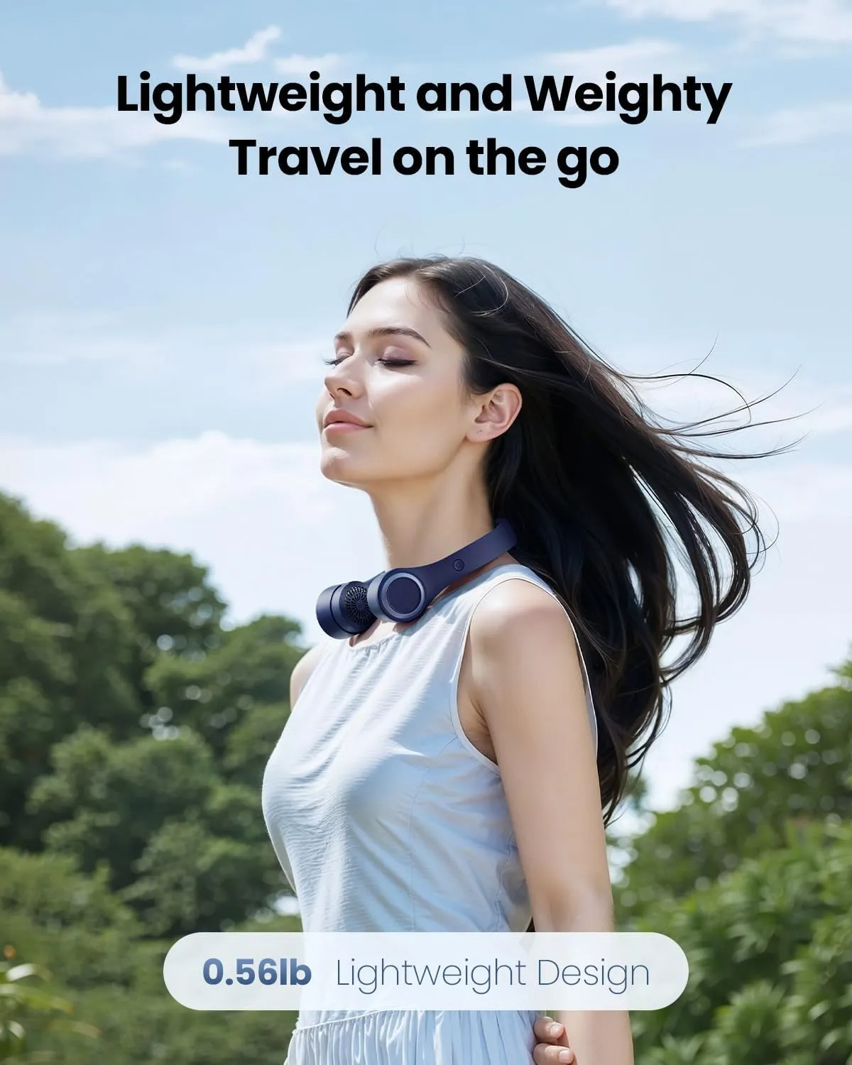 Gaiatop Portable Neck Fan, 4000mAh Rechargeable Hands Free Bladeless Mini Fans, 3 Speeds Air Outlet Can Rotate 70, Free Adjustment Personal Wearable Cooling Fan Suitable for Travel Office Blue