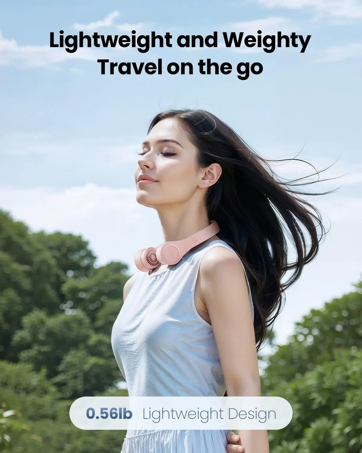 Gaiatop Portable Neck Fan, 4000mAh Rechargeable Hands Free Bladeless Mini Fans, 3 Speeds Air Outlet Can Rotate 70, Free Adjustment Personal Wearable Cooling Fan Suitable for Travel Office Pink