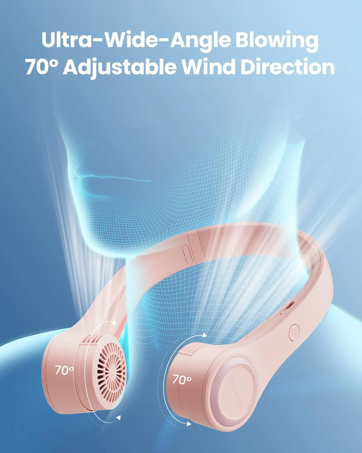 Gaiatop Portable Neck Fan, 4000mAh Rechargeable Hands Free Bladeless Mini Fans, 3 Speeds Air Outlet Can Rotate 70, Free Adjustment Personal Wearable Cooling Fan Suitable for Travel Office Pink