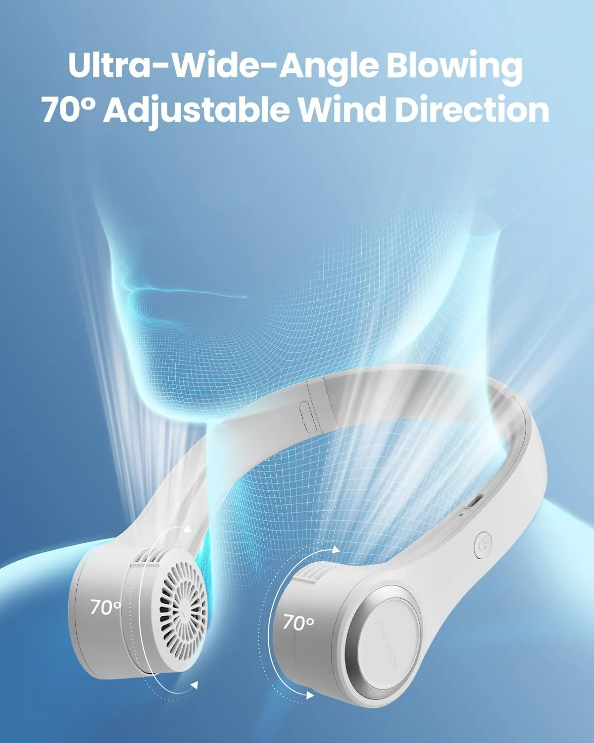 Gaiatop Portable Neck Fan, 4000mAh Rechargeable Hands Free Bladeless Mini Fans, 3 Speeds Air Outlet Can Rotate 70, Free Adjustment Personal Wearable Cooling Fan Suitable for Travel Office White